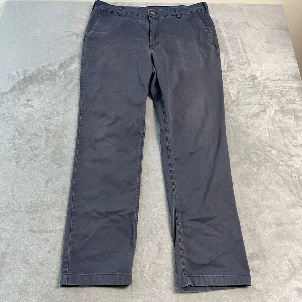 40 Grit Duluth Trading Co Mens 38x34 Slim Fit Work Pants Navy Blue Stretch